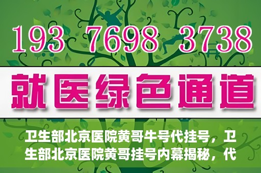 卫生部北京医院黄哥牛号代挂号，卫生部北京医院黄哥挂号内幕揭秘，代挂号背后的故事