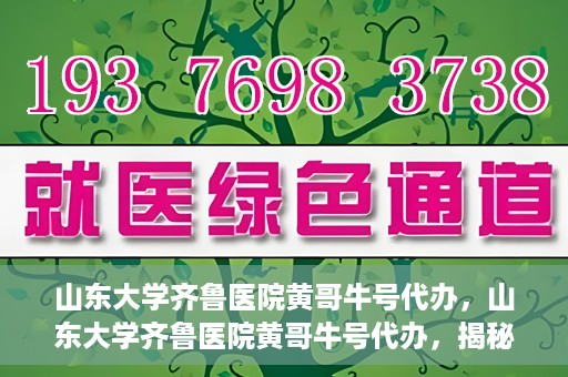 山东大学齐鲁医院黄哥牛号代办，山东大学齐鲁医院黄哥牛号代办，揭秘背后的故事与真相