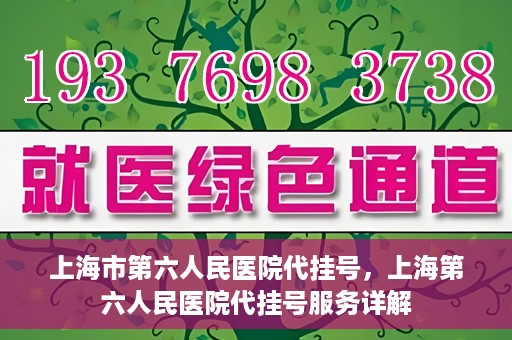上海市第六人民医院代挂号，上海第六人民医院代挂号服务详解