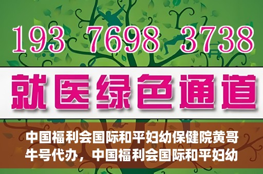 中国福利会国际和平妇幼保健院黄哥牛号代办，中国福利会国际和平妇幼保健院黄哥牛号业务代办全解析