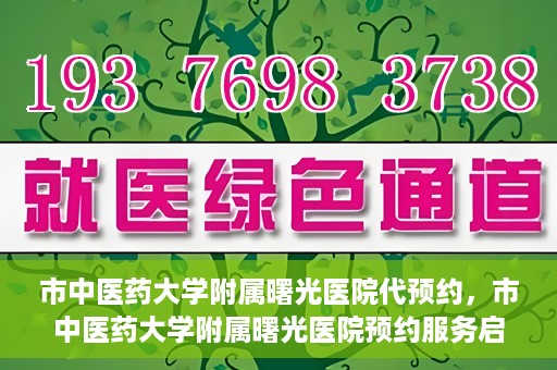 市中医药大学附属曙光医院代预约，市中医药大学附属曙光医院预约服务启动，便捷就医新体验