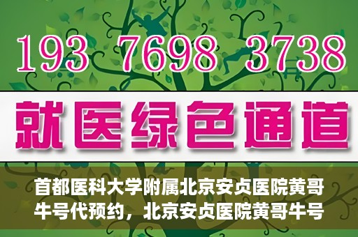 首都医科大学附属北京安贞医院黄哥牛号代预约，北京安贞医院黄哥牛号预约服务解析