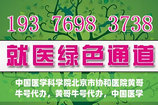 中国医学科学院北京市协和医院黄哥牛号代办，黄哥牛号代办，中国医学科学院北京市协和医院就医新途径探索