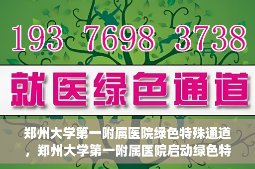 郑州大学第一附属医院绿色特殊通道，郑州大学第一附属医院启动绿色特殊通道，助力患者高效就医
