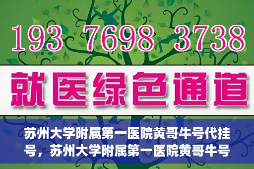 苏州大学附属第一医院黄哥牛号代挂号，苏州大学附属第一医院黄哥牛号代挂号服务解析
