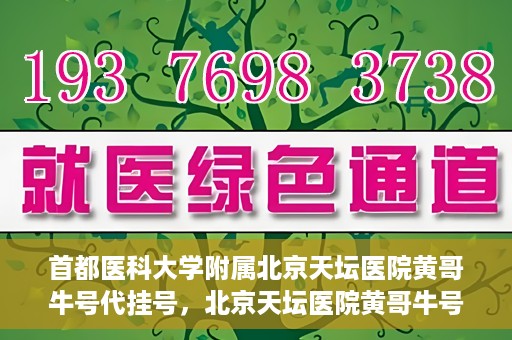 首都医科大学附属北京天坛医院黄哥牛号代挂号，北京天坛医院黄哥牛号代挂号攻略揭秘