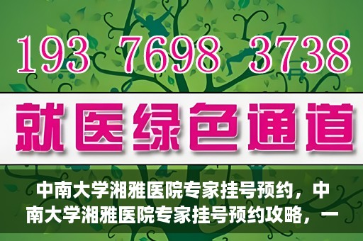 中南大学湘雅医院专家挂号预约，中南大学湘雅医院专家挂号预约攻略，一站式解决您的就医需求