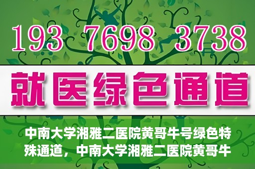 中南大学湘雅二医院黄哥牛号绿色特殊通道，中南大学湘雅二医院黄哥牛号绿色就医特殊通道解析