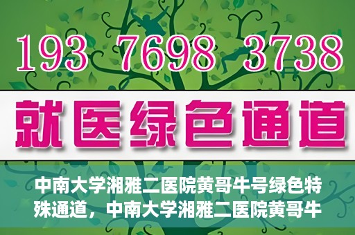 中南大学湘雅二医院黄哥牛号绿色特殊通道，中南大学湘雅二医院黄哥牛号绿色就医特殊通道解析