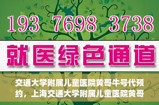 交通大学附属儿童医院黄哥牛号代预约，上海交通大学附属儿童医院黄哥牛号预约指南，轻松预约挂号新体验
