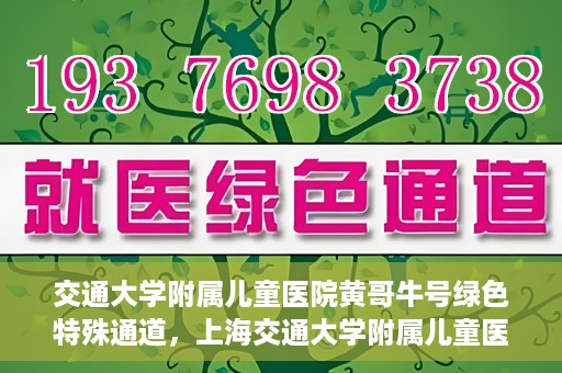 交通大学附属儿童医院黄哥牛号绿色特殊通道，上海交通大学附属儿童医院黄哥牛号绿色特殊通道揭秘