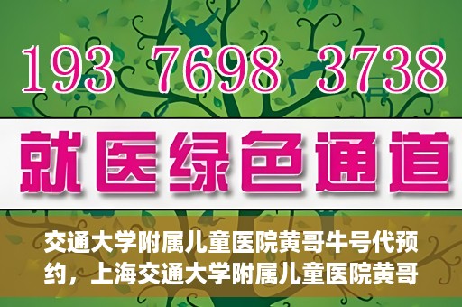 交通大学附属儿童医院黄哥牛号代预约，上海交通大学附属儿童医院黄哥牛号预约指南，轻松预约挂号新体验