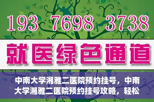 中南大学湘雅二医院预约挂号，中南大学湘雅二医院预约挂号攻略，轻松挂号，便捷就医