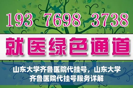 山东大学齐鲁医院代挂号，山东大学齐鲁医院代挂号服务详解