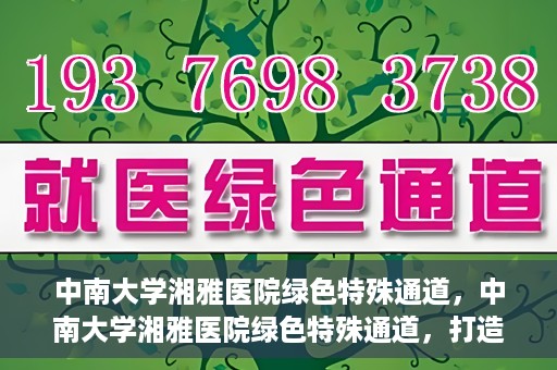 中南大学湘雅医院绿色特殊通道，中南大学湘雅医院绿色特殊通道，打造医疗服务的绿色通道新篇章