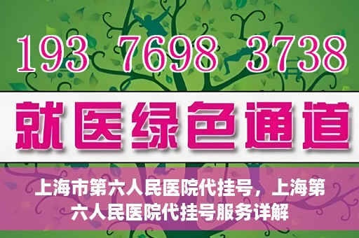 上海市第六人民医院代挂号，上海第六人民医院代挂号服务详解
