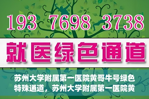 苏州大学附属第一医院黄哥牛号绿色特殊通道，苏州大学附属第一医院黄哥牛号，绿色特殊通道的守护力量